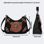 Vintage Eagle & Snake Print - Leather Crossbody Bag