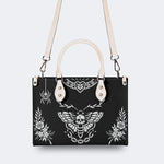 Death Moth Vintage Print - Leather Handbag