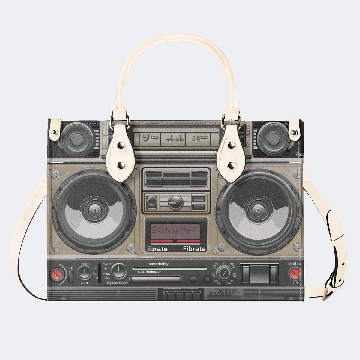 Vintage Radio Print - Leather Handbag
