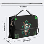 Irish Harp & Shamrocks Print - Leather Satchel Bag