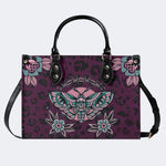 Death Moth Vintage Print - Leather Handbag