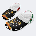 Horror Movie Vintage Graphic Print - Fur Lined Slippers/Sandals