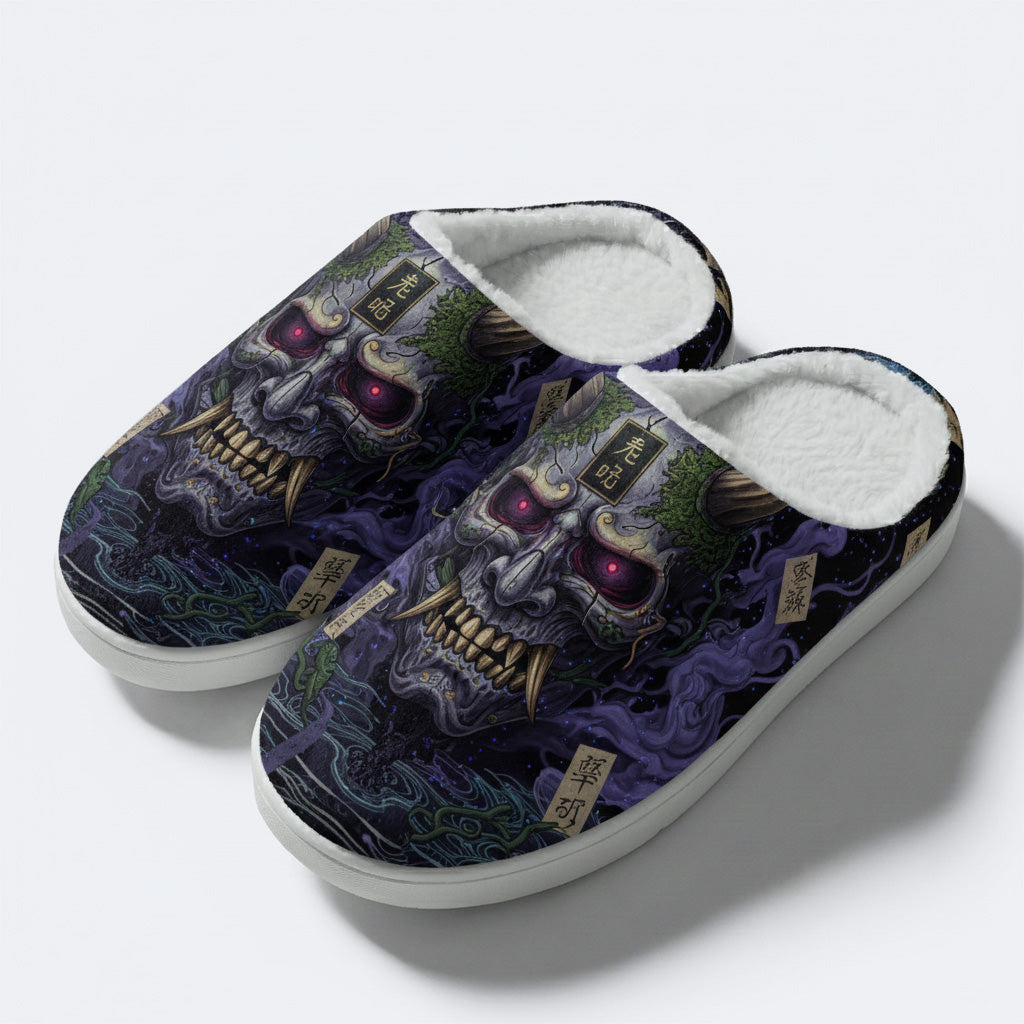 Shadow Realm Print Fleece-Lined Slippers