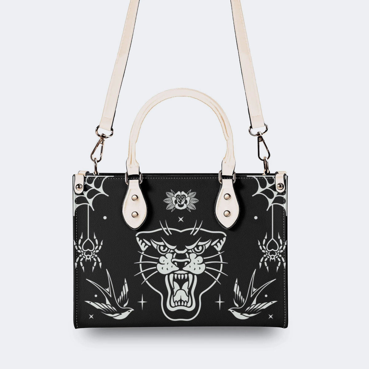 Unisex Tiger Print - Leather Handbag