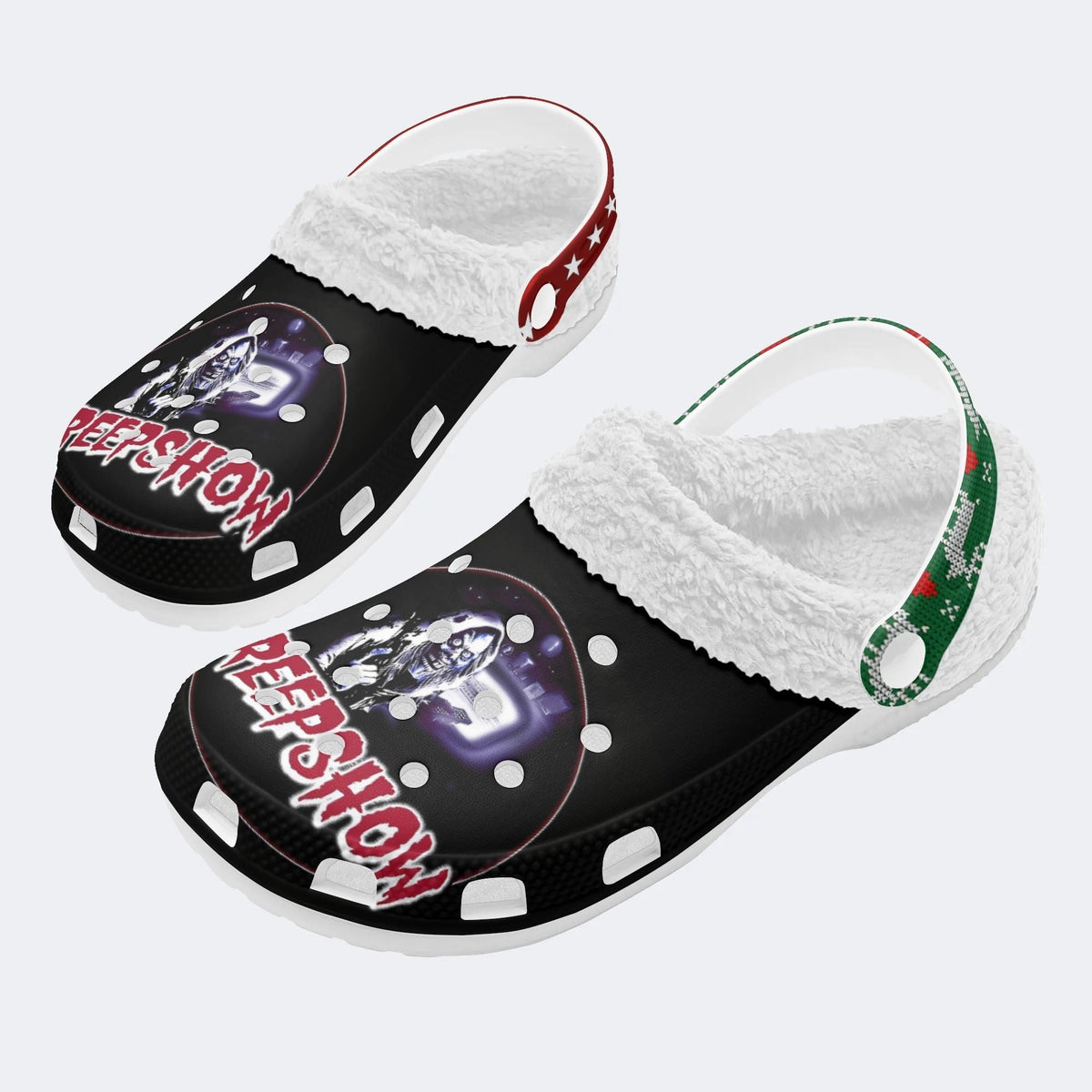 Horror Movie Vintage Graphic Print - Fur Lined Slippers/Sandals