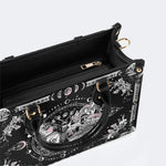 Tarot Skull Butterfly Print - Leather Handbag