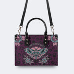Death Moth Vintage Print - Leather Handbag