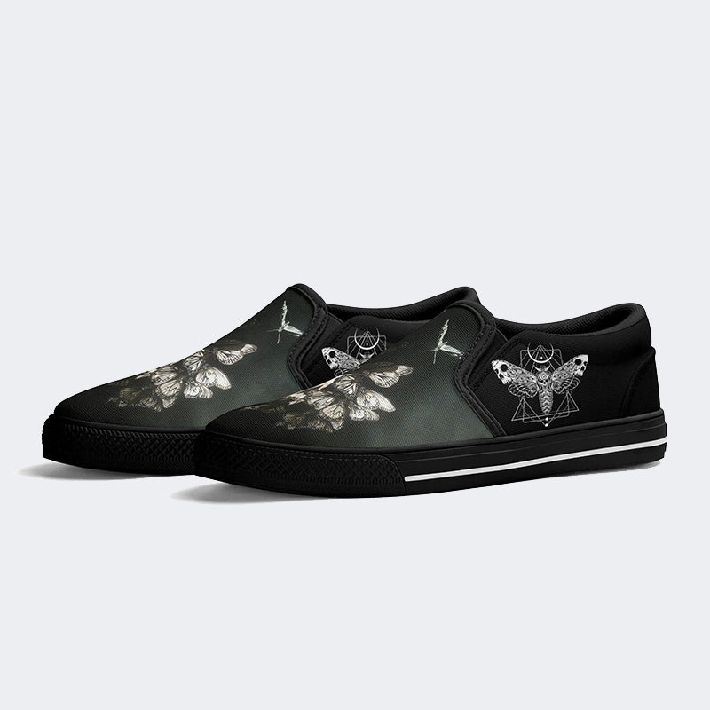 Surreal Death Moth&Skull - Slip On Shoes