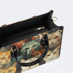 Artistic Cats Print - Leather Handbag
