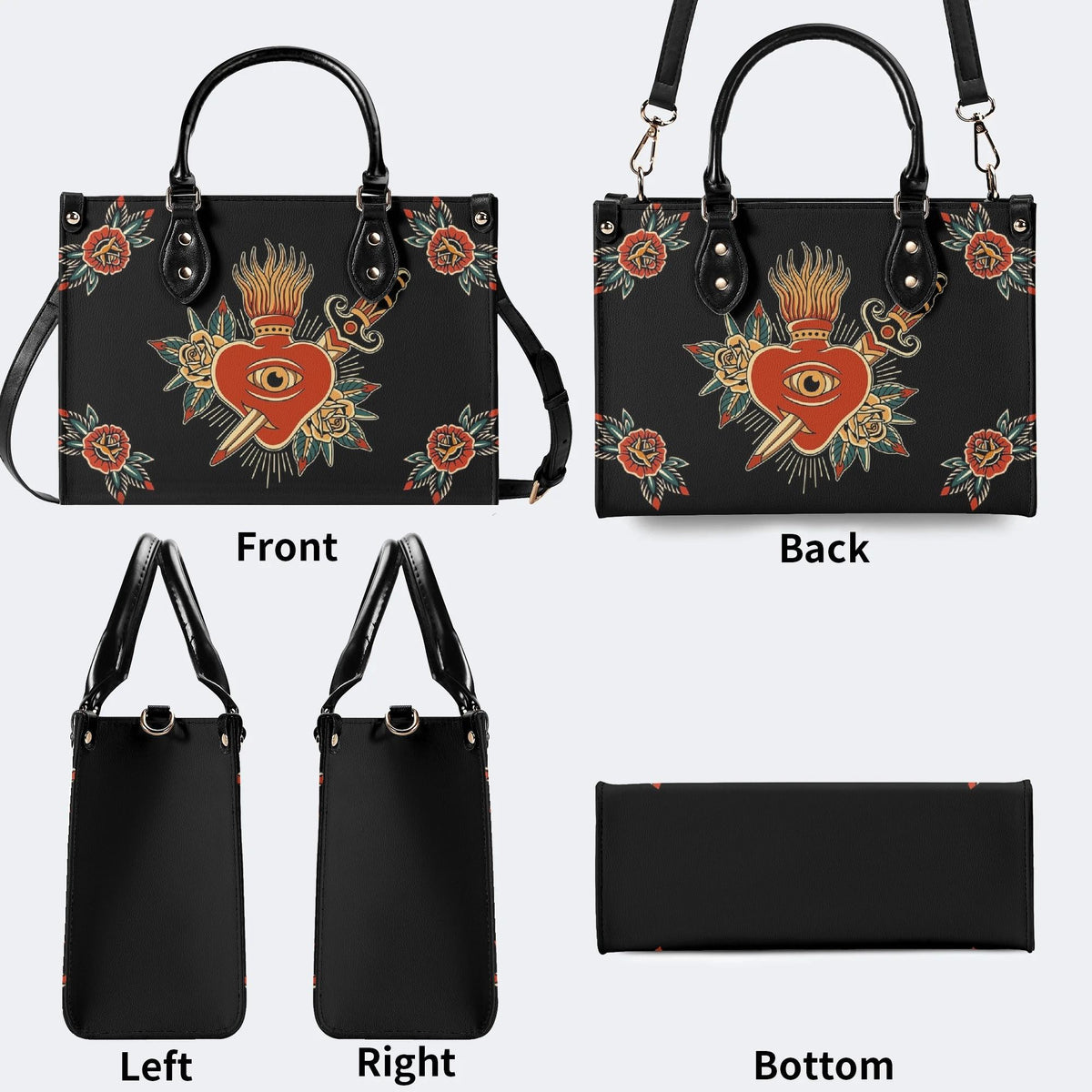 Flaming Heart Art Print - Leather Handbag