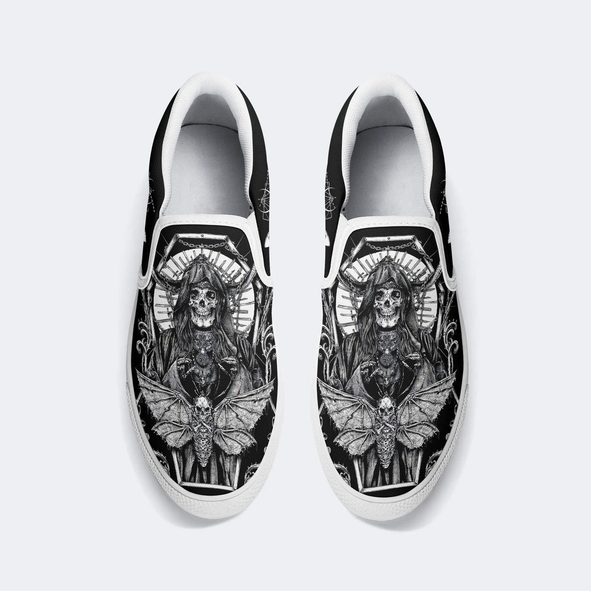 Surreal Death Moth&Skull - Slip On Shoes
