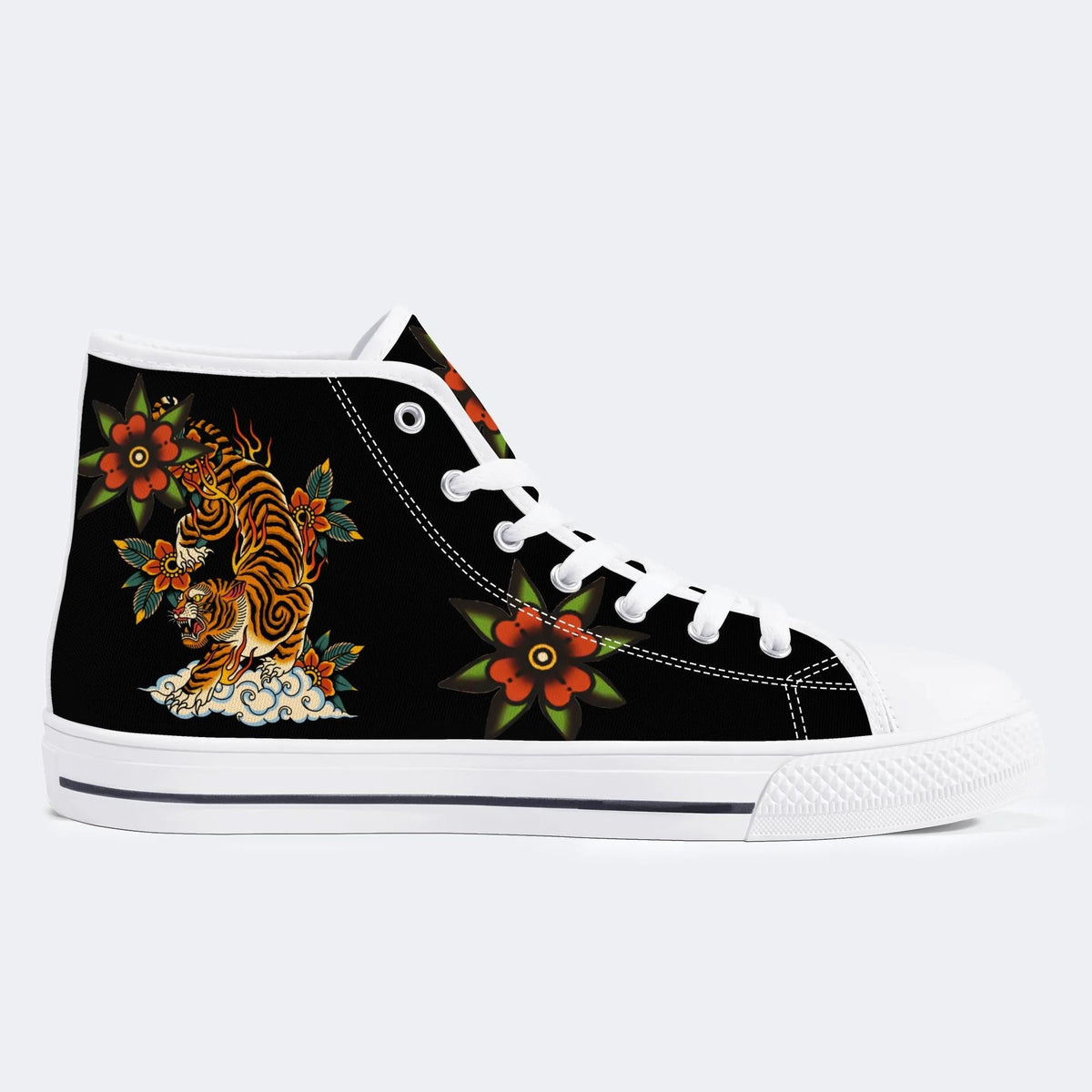 Tiger And Auspicious Clouds Print - High Top Canvas