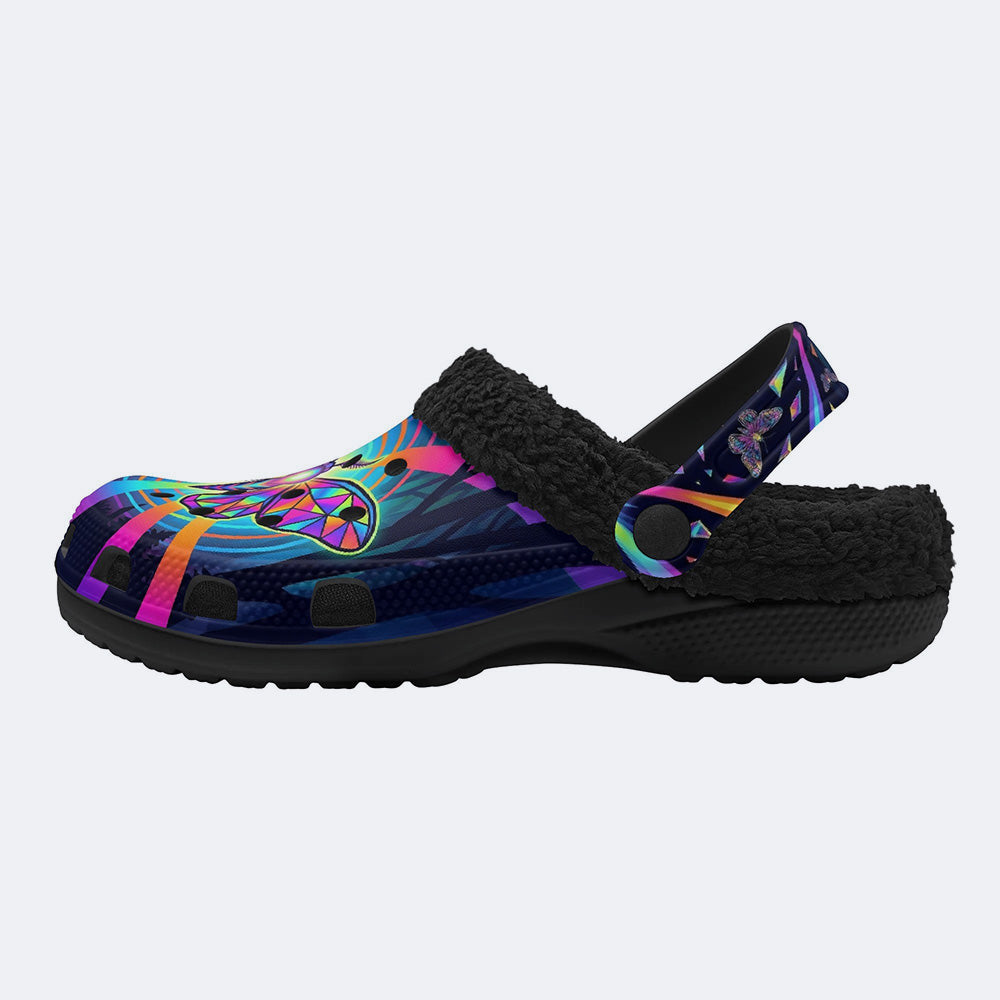 Kaleidoscope Mirror Moth Fleece-Lined Clogs