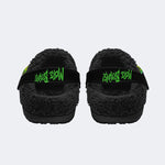 Unisex More Brains Print - Fur Lined Slippers/Sandals