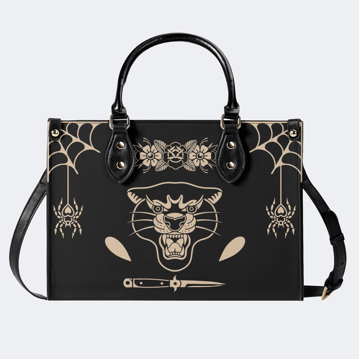 Unisex Tiger Print - Leather Handbag