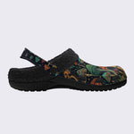 Psychedelic Mushroom Forest Eyes Retro Print Fleece-Lined Clogs