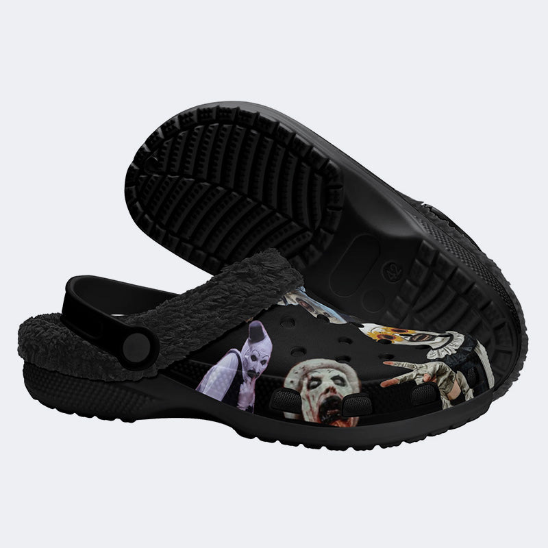 Unisex Horror Terrifier Print - Fur Lined Slippers/Sandals