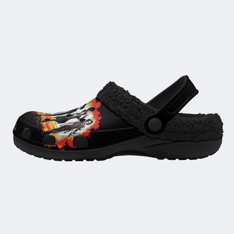 The Monsters Print - Fur Lined Slippers/Sandals