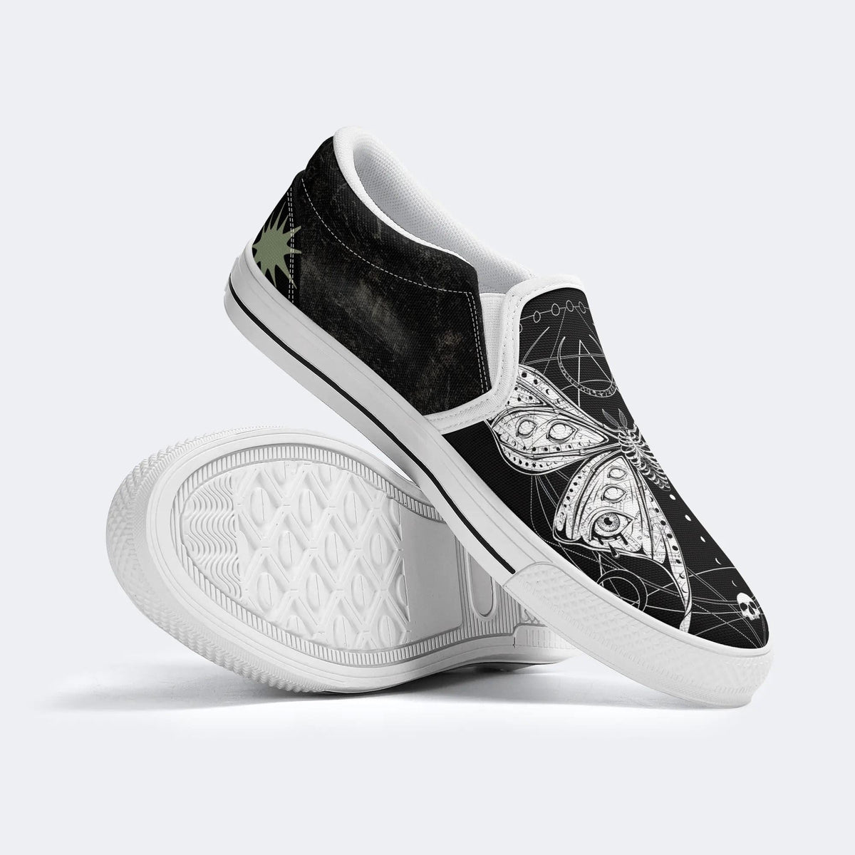 Unisex Death Moth Print - Slip On Shoes