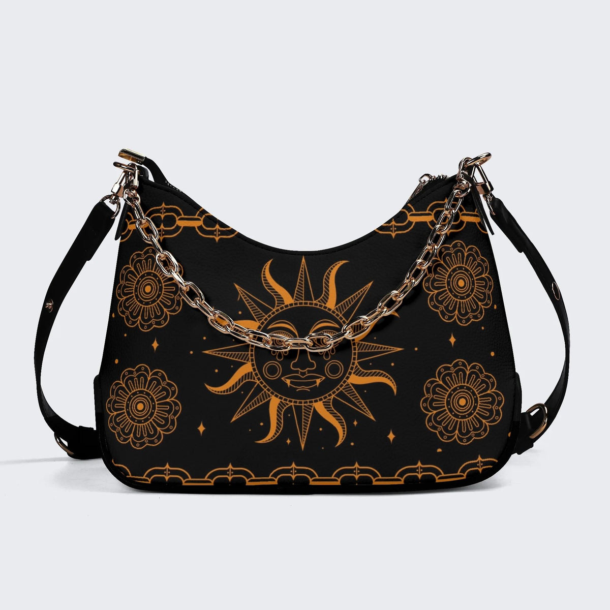 Retro Sun Print - Leather Crossbody Bag