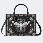 Death Moth & Mushrooms Print - Leather Handbag