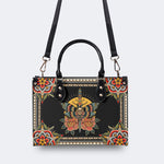 Death Moth On Sword - Leather Handbag