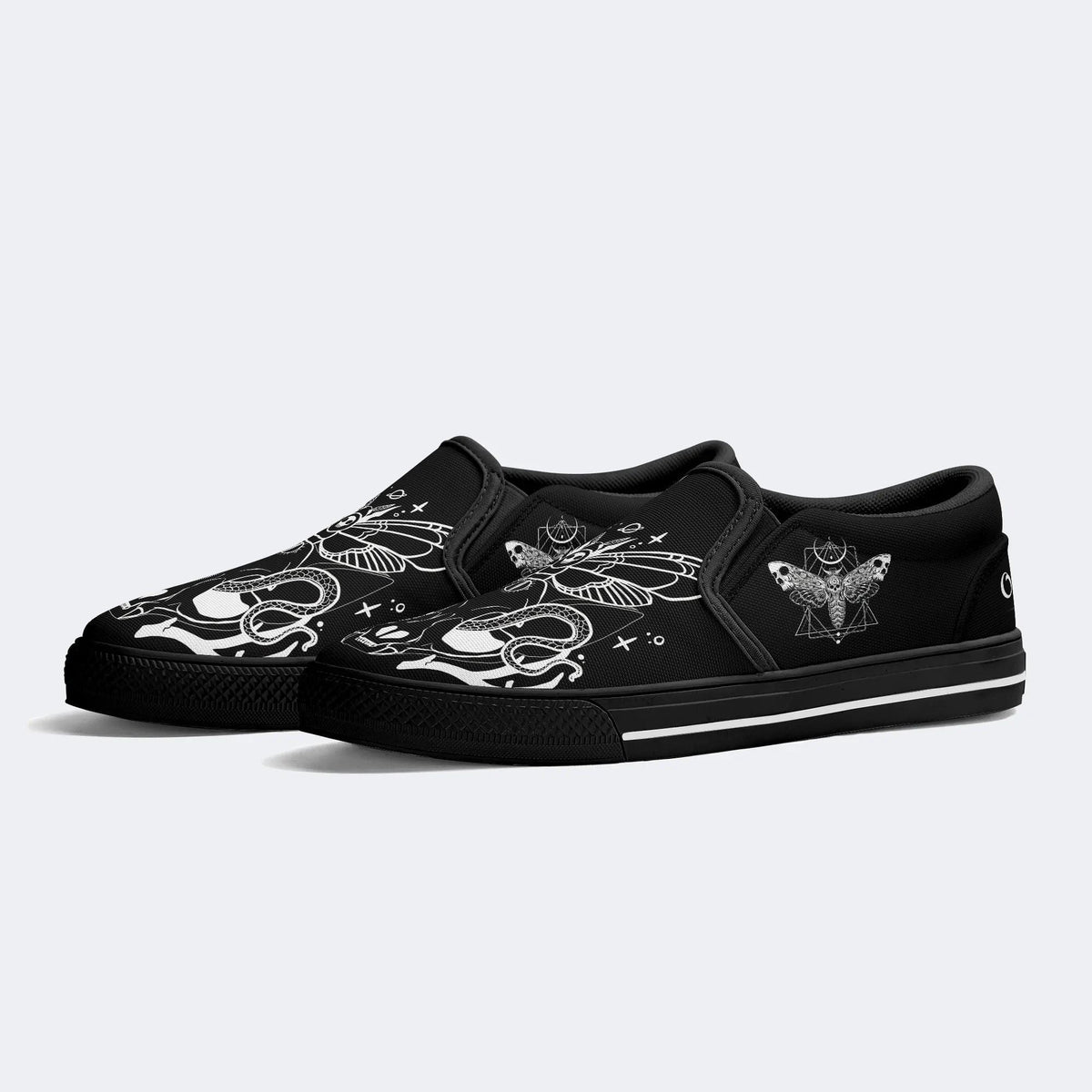 Unisex Death Moth&Skull Print - Slip On Shoes