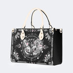 Tarot Skull Butterfly Print - Leather Handbag