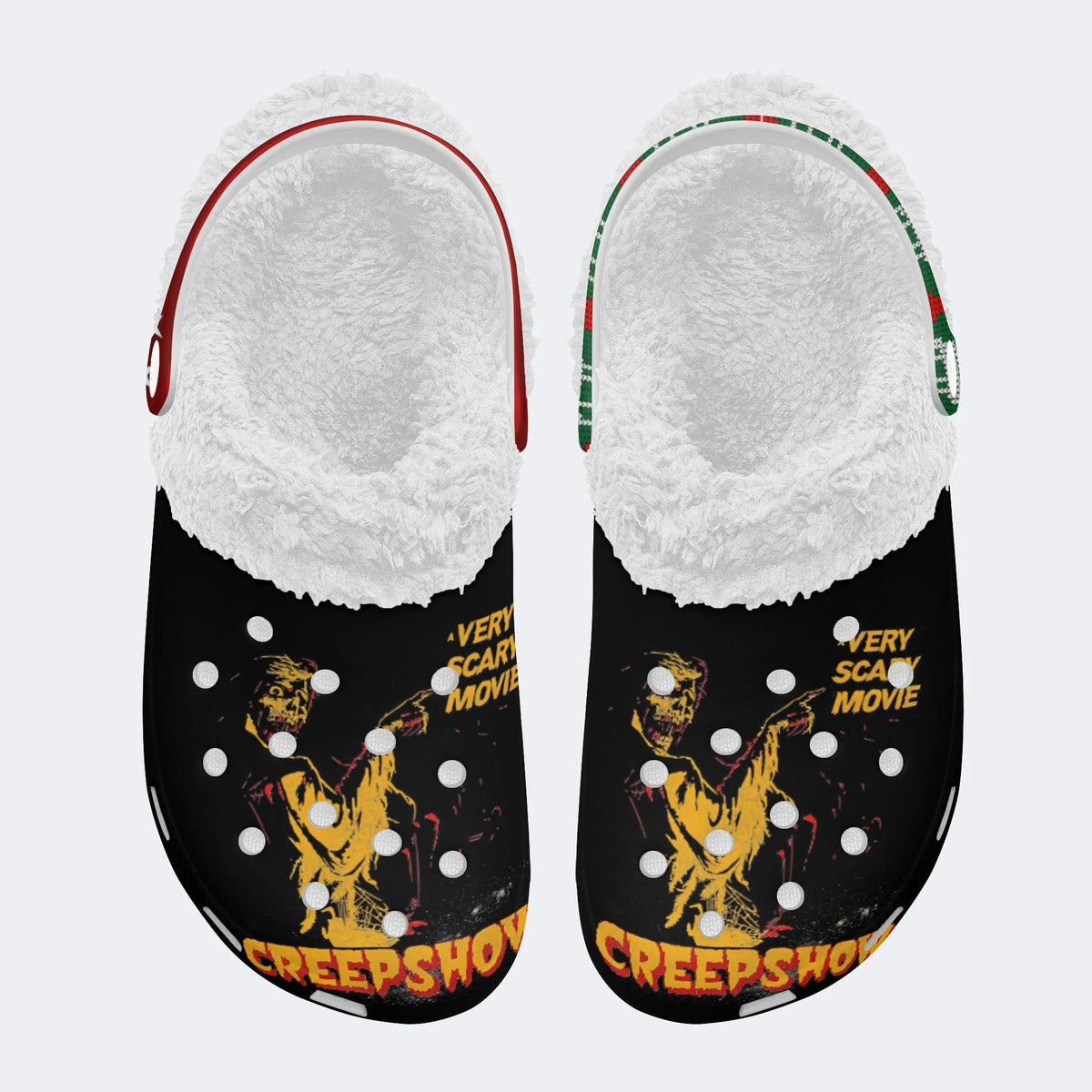 Horror Movie Vintage Graphic Print - Fur Lined Slippers/Sandals