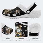 Tiger Face In Spade Frame Print - Fur Lined Slippers/Sandals