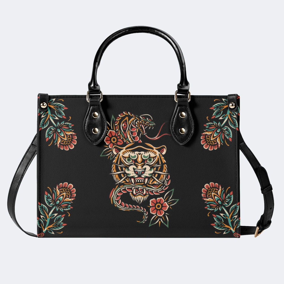 Snake&Tiger Print - Leather Handbag
