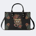 Snake&Tiger Print - Leather Handbag