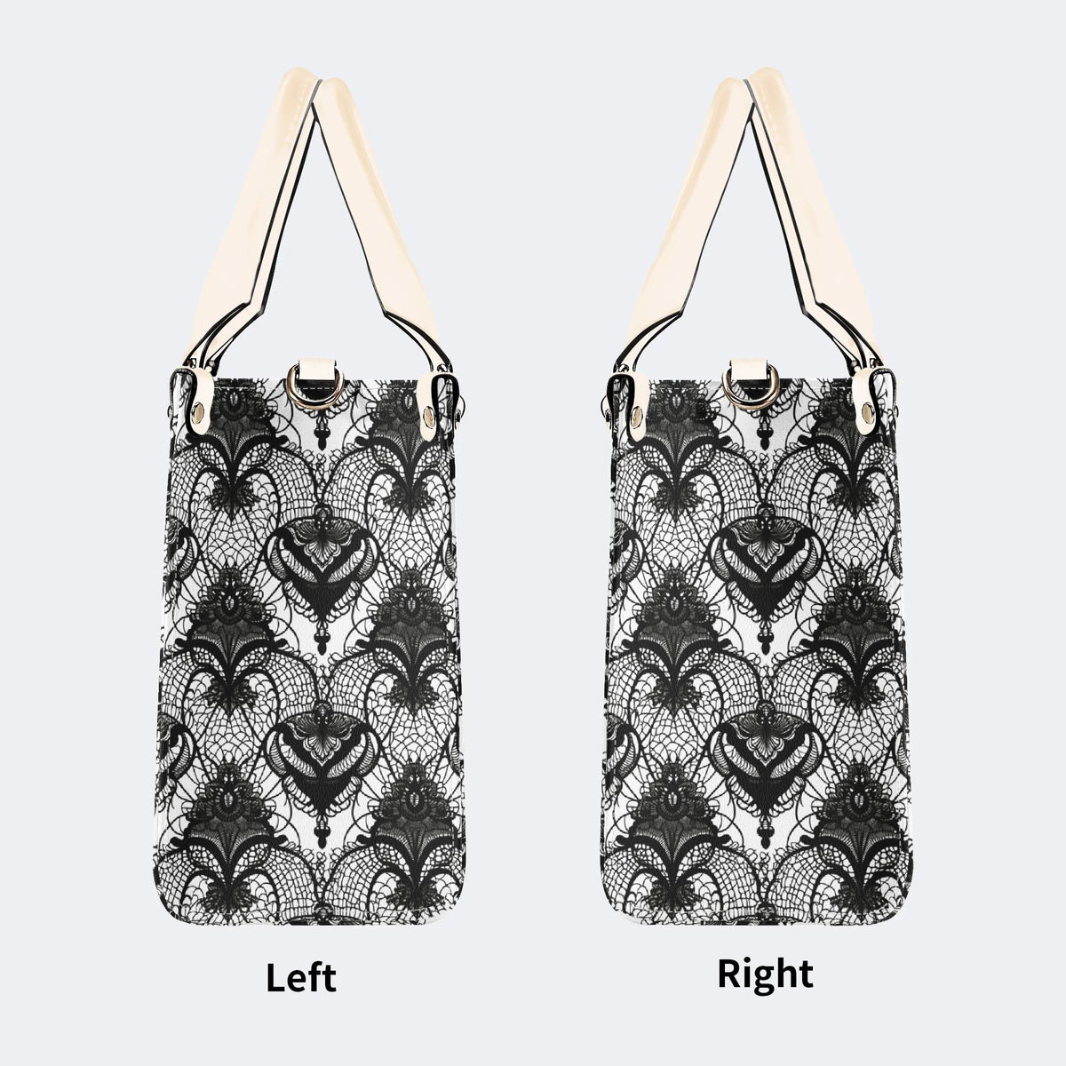 Retro Gothic Black Stripe Lace - Leather Handbag