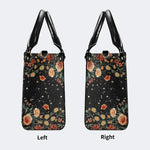Starry Sky Over Flowers - Leather Handbag
