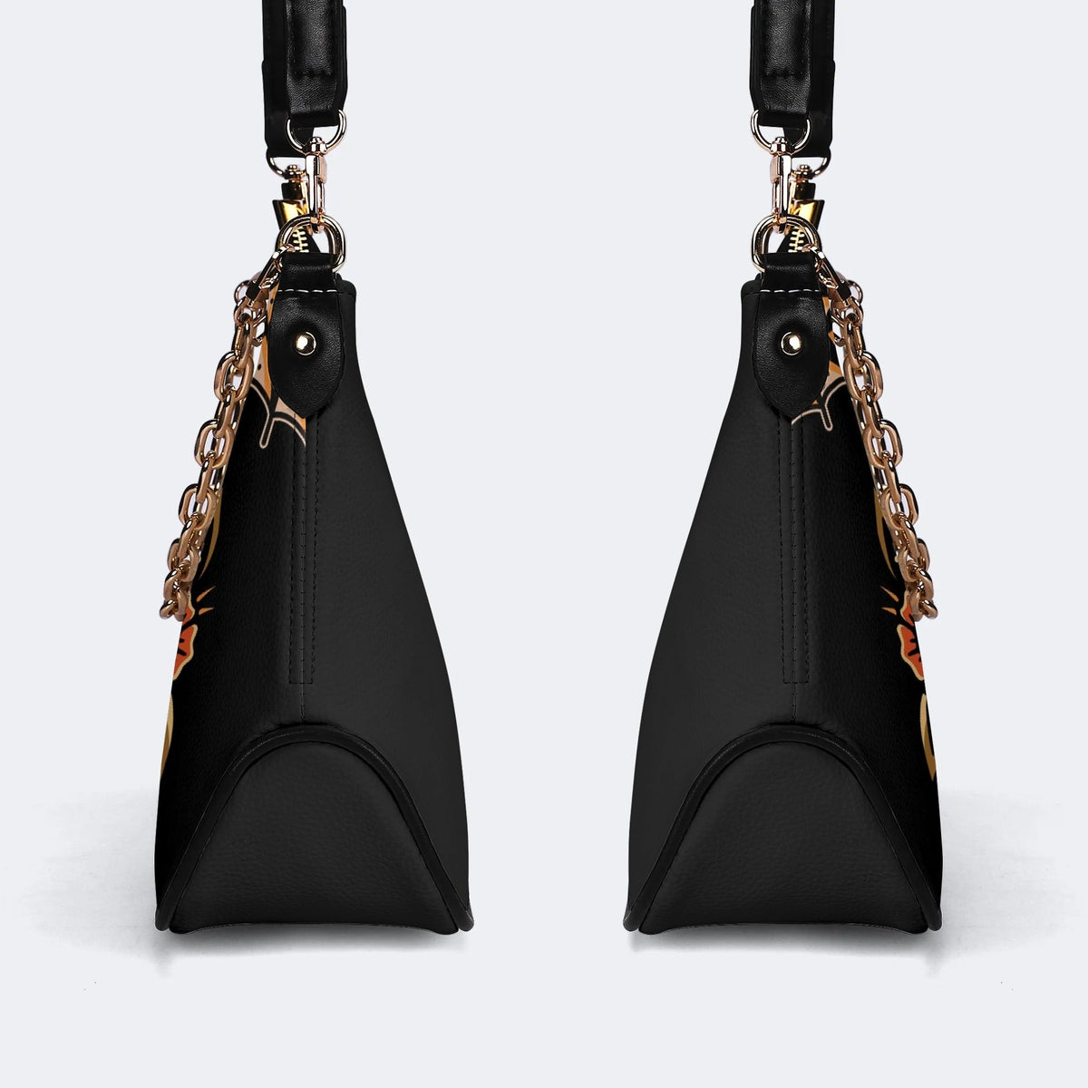 Traditional Bats Print - Leather Crossbody Bag