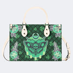 Green Plaid Death Moth - Leather Handbag