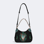 Irish Harp & Shamrocks Print - Leather Crossbody Bag