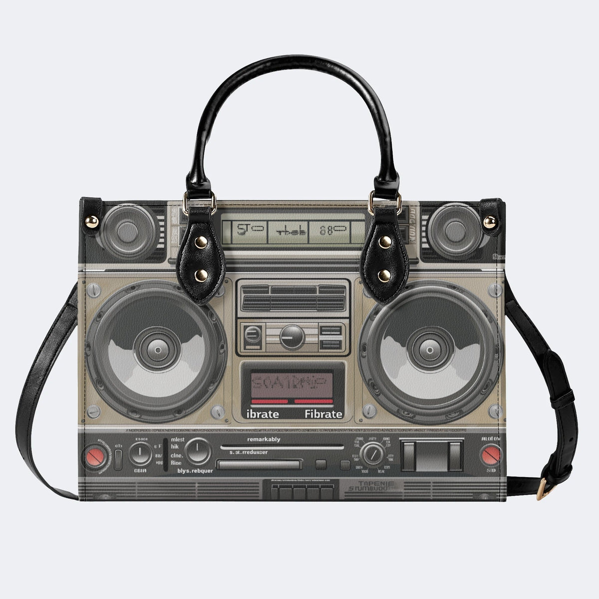 Vintage Radio Print - Leather Handbag