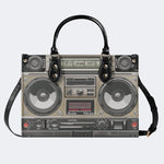 Vintage Radio Print - Leather Handbag