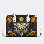 Sun And Moth Print - Leather Handbag