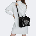 Death Moth Vintage Print - Leather Satchel Bag