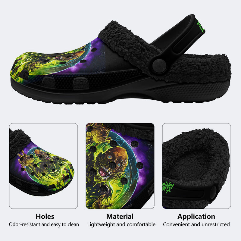 Unisex More Brains Print - Fur Lined Slippers/Sandals