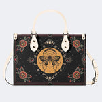 Vintage Moon Moth Print - Leather Handbag