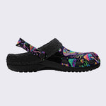 Psychedelic Mushroom Forest Moth Print Fleece-Lined Clogs