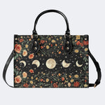 Starry Sky Over Flowers - Leather Handbag