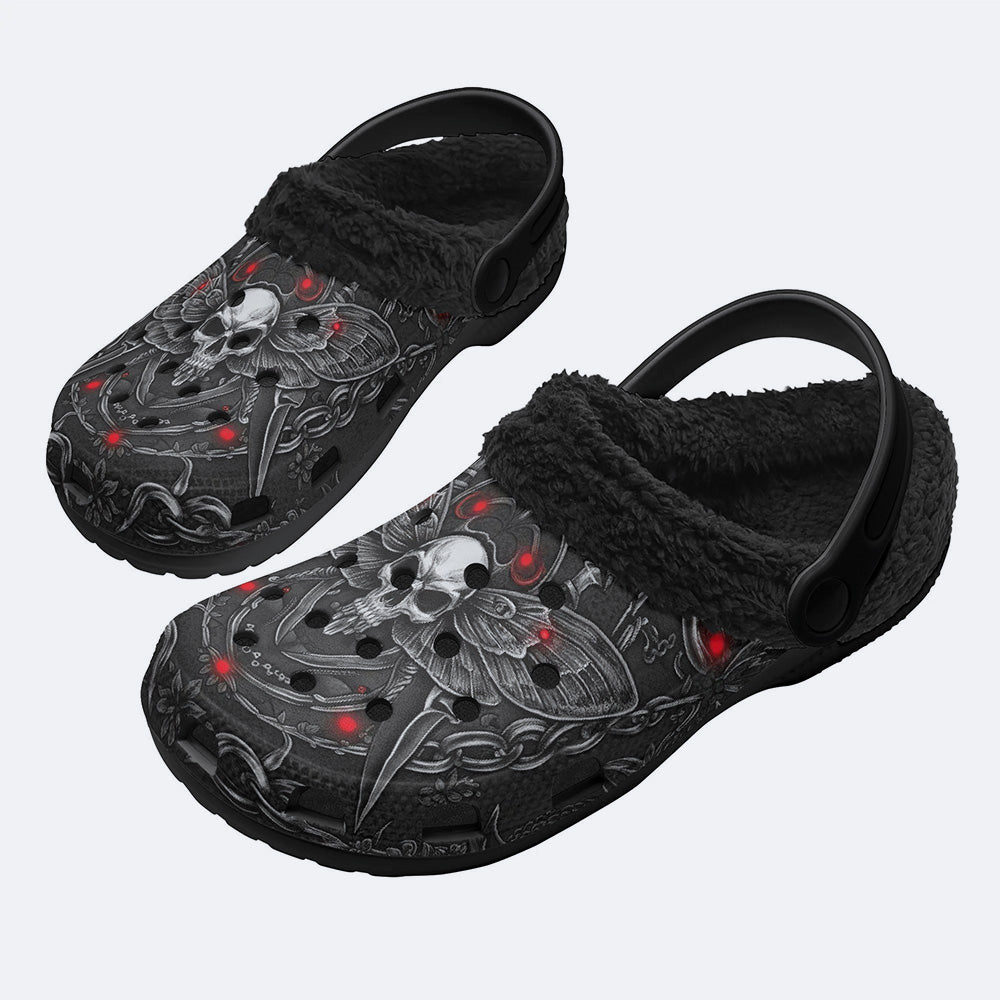 Death Moth Totem Print Fleece-Lined Clogs