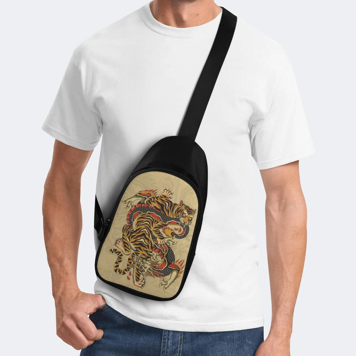 Traditional Tiger and Dragon Print - Chest Bag