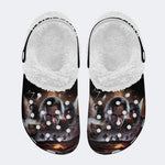 Horror Movie Vintage Print - Fur Lined Slippers