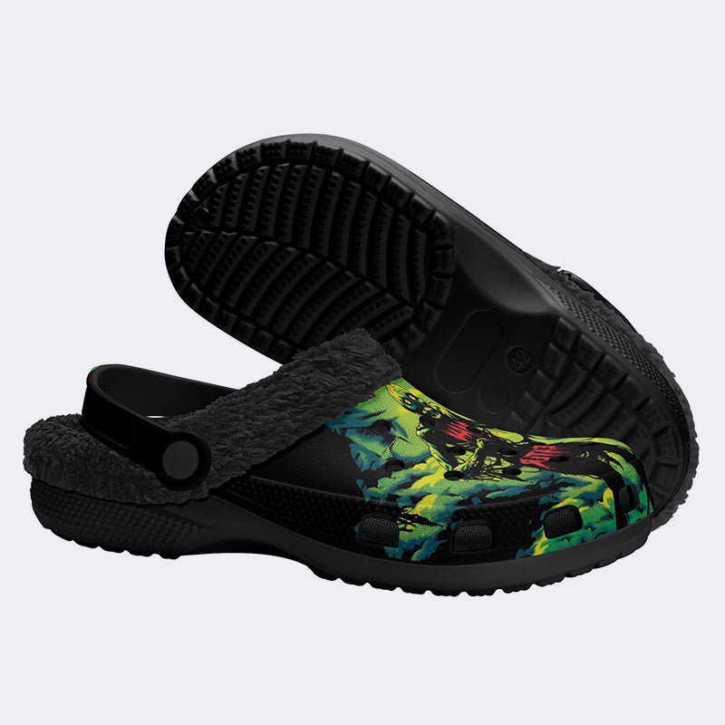 Unisex More Brains Print - Fur Lined Slippers/Sandals