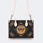 Vintage Moon Moth Print - Leather Handbag